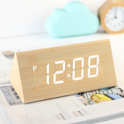 large wooden clock triangle digital wooden clock with temperature and date digital alarm clock wood