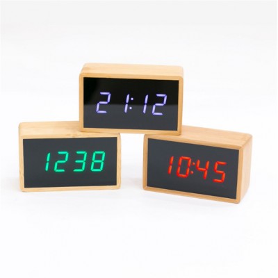 wholesale alarm clock Eco friendly Handmade alarm clock bamboo mirror face korean style alarmed table clock