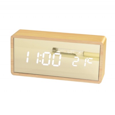 Wholesale engrave wood clock led wooden clock digital alarm clock wood  with temperature and date